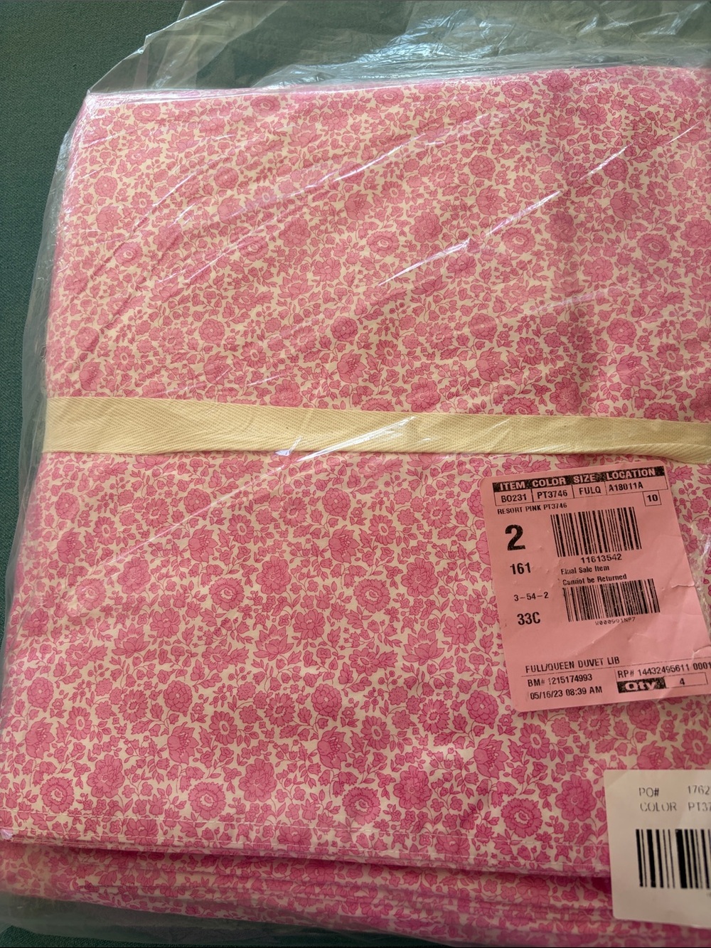 Full/Queen Pink Floral Duvet Cover - J Crew